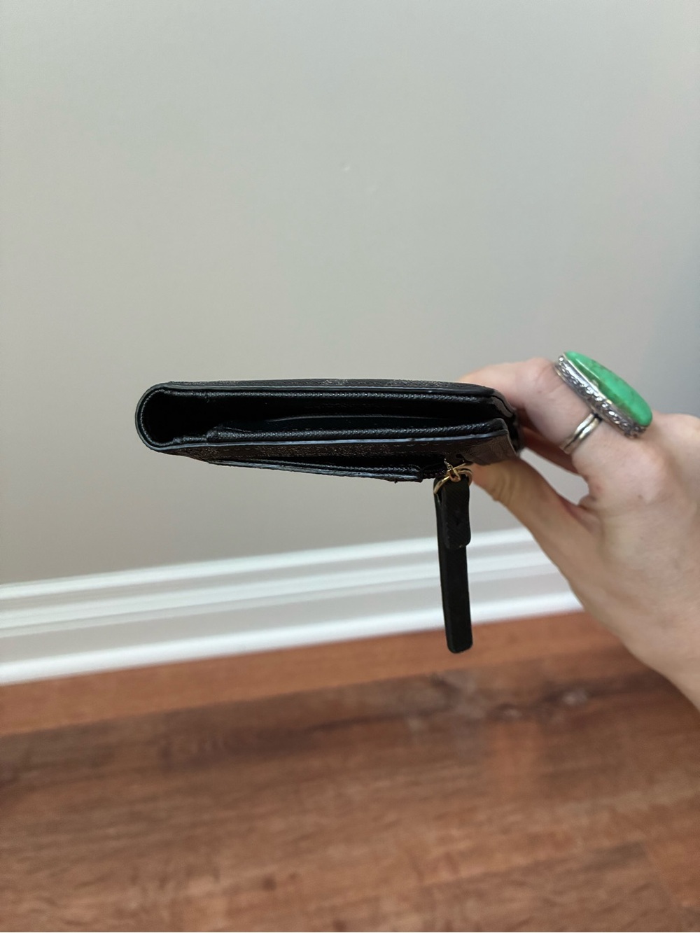Kate Spade Black And Silver Glitter Stripe Wallet - Picture 7 of 14